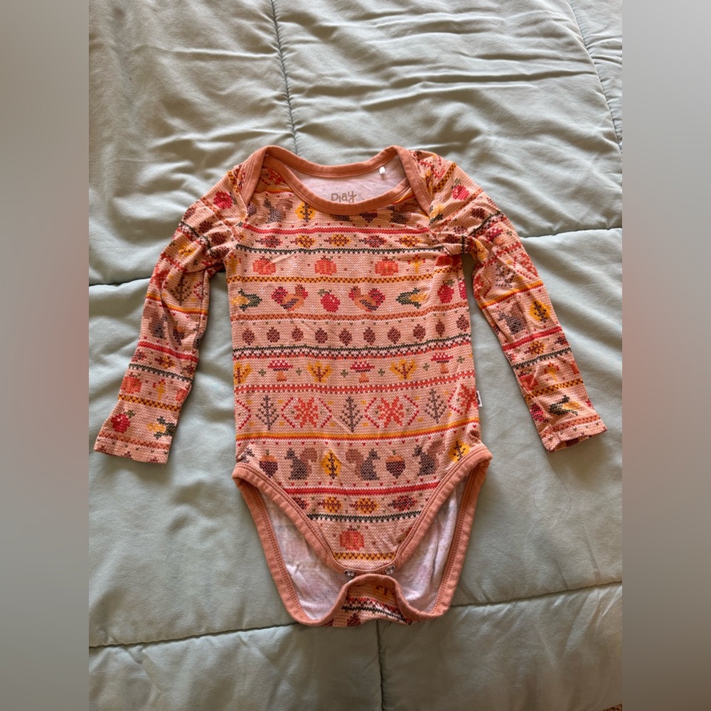 Little Sleepies Thanksgiving Fall print long sleeve onesie
